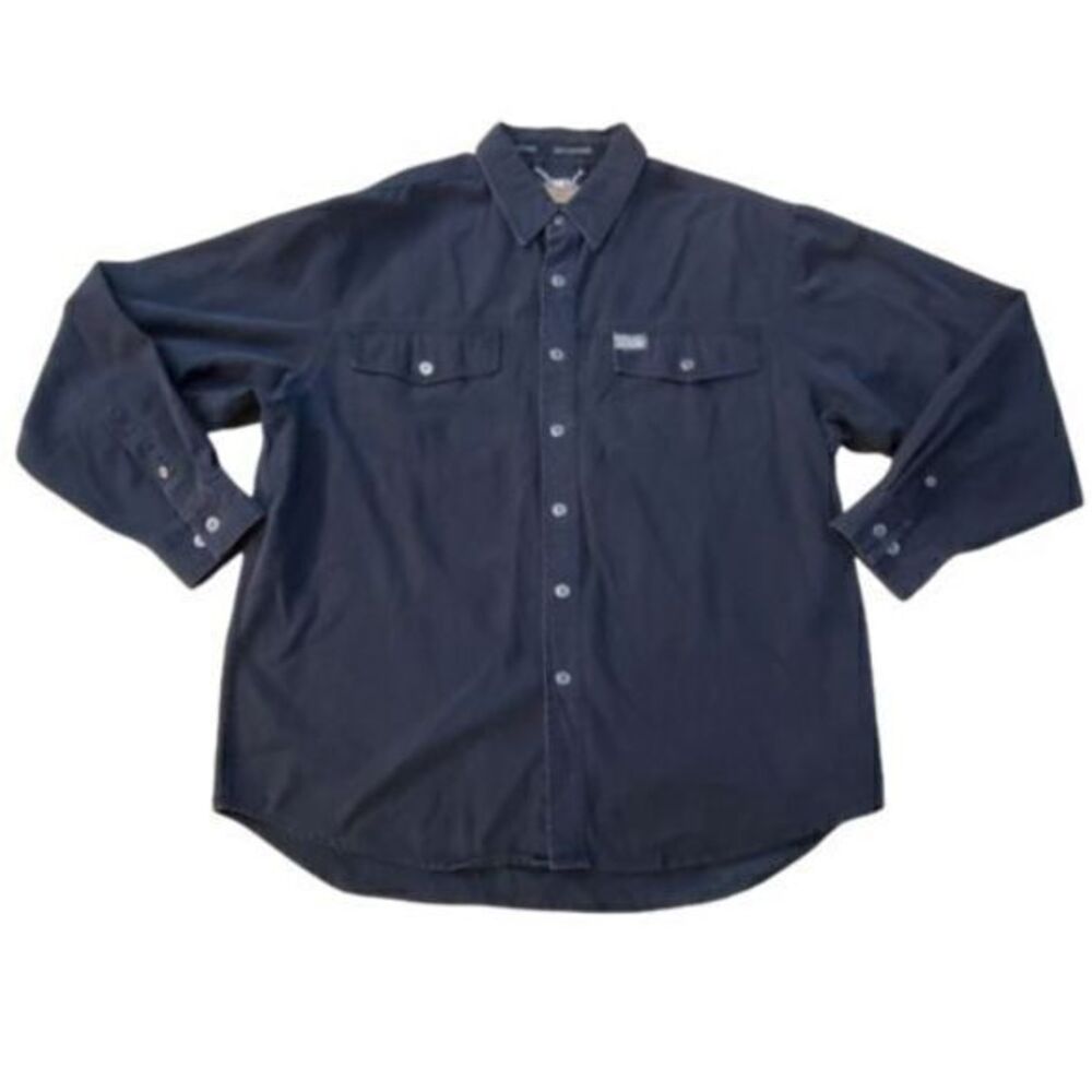 READ! Vtg Harley Davidson Men's Button Up L/S Black Denim Metal Buttons FALL 03